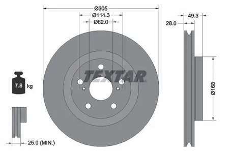 DISC FRANA TEXTAR 92304305 - Compatibil cu DAIHATSU, LEXUS, TOYOTA, TOYOTA (FAW), TOYOTA (GAC)