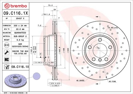 DISC FRANA BREMBO 09.C116.1X - Compatibil cu BMW, BMW (BRILLIANCE)