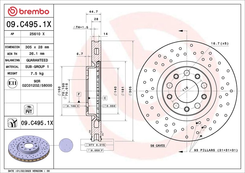 Disc frana Brembo 09.C495.1X