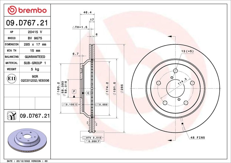 Disc frana Brembo 09.D767.21