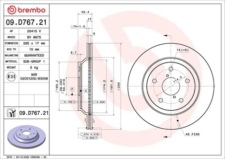 Disc frana Brembo 09.D767.21