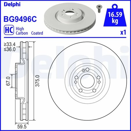 DISC FRANA DELPHI BG9496C - Compatibil cu MERCEDES-BENZ