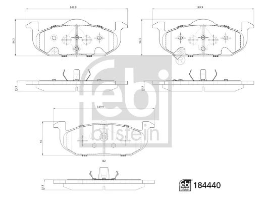 SET PLACUTE FRANA FEBI BILSTEIN 184440 - Compatibil cu MG