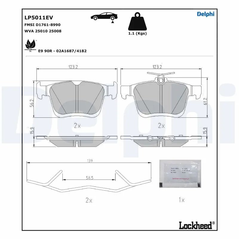 SET PLACUTE FRANA DELPHI LP5011EV - Compatibil cu SEAT, VW