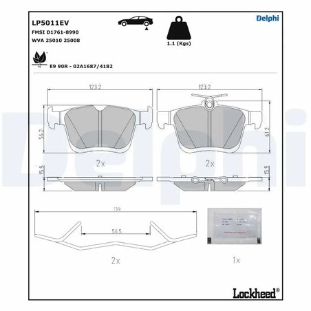 SET PLACUTE FRANA DELPHI LP5011EV - Compatibil cu SEAT, VW