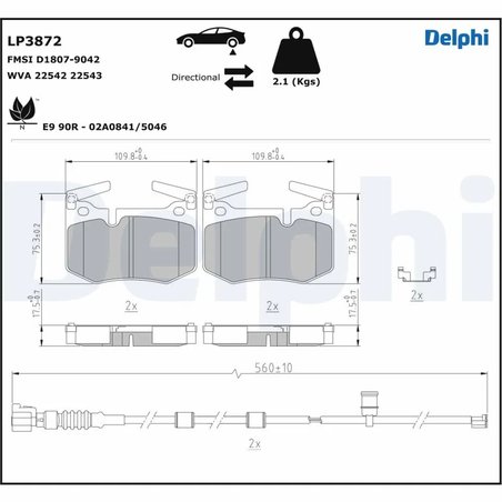 SET PLACUTE FRANA DELPHI LP3872 - Compatibil cu LEXUS
