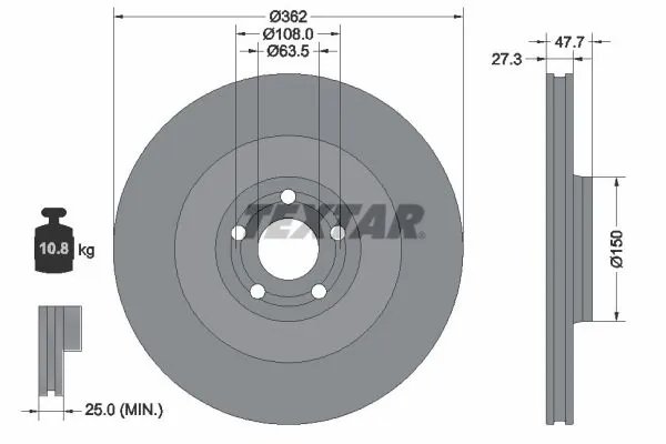 DISC FRANA TEXTAR 92350805 - Compatibil cu FORD, FORD (CHANGAN), FORD USA