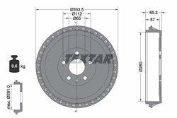 TAMBUR FRANA TEXTAR 94049000 - Compatibil cu AUDI, CUPRA, SKODA, VW