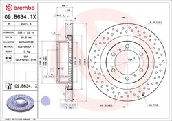 DISC FRANA BREMBO 09.B634.1X - Compatibil cu LEXUS, TOYOTA, TOYOTA (FAW)