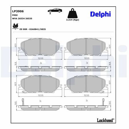 SET PLACUTE FRANA DELPHI LP3906 - Compatibil cu ISUZU