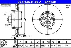 DISC FRANA ATE 24.0136-0140.2 - Compatibil cu BMW