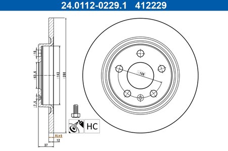 DISC FRANA ATE 24.0112-0229.1 - Compatibil cu VOLVO