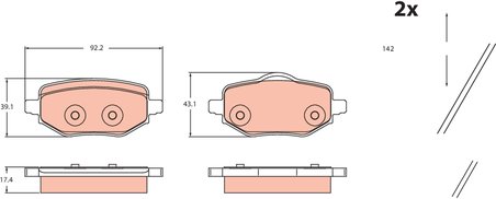 SET PLACUTE FRANA TRW GDB2480 - Compatibil cu CITROEN, DS, JEEP, OPEL, PEUGEOT, VAUXHALL
