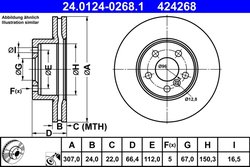 DISC FRANA ATE 24.0124-0268.1 - Compatibil cu BMW