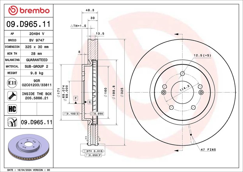 Disc frana Brembo 09.D965.11