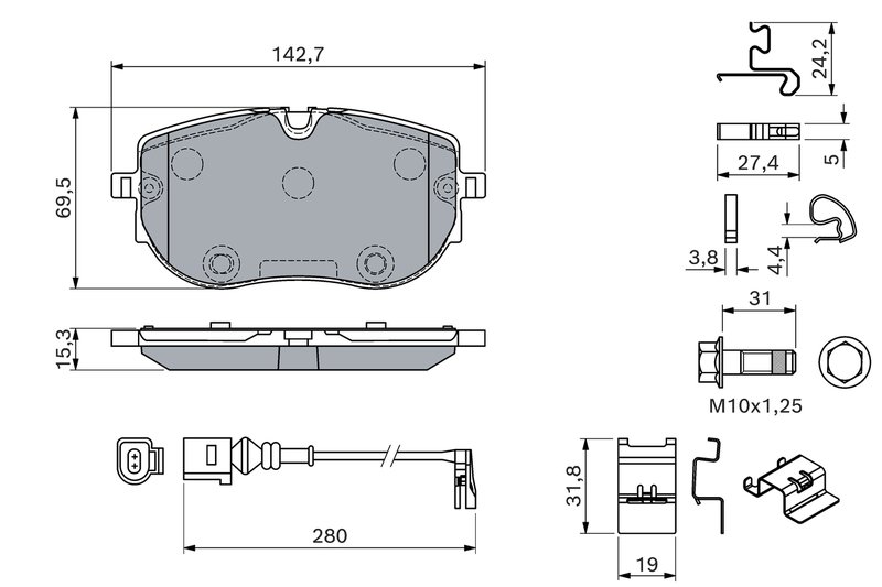 Set placute frana BOSCH 0 986 460 201