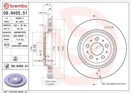 DISC FRANA BREMBO 09.N455.51 - Compatibil cu TESLA