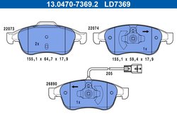 SET PLACUTE FRANA ATE 13.0470-7369.2 - Compatibil cu MERCEDES-BENZ