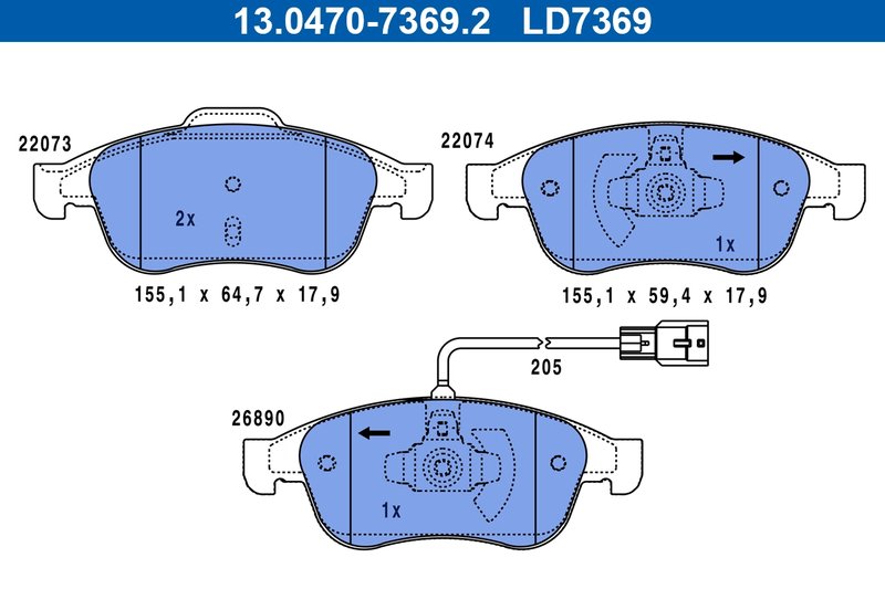 Set placute frana ATE 13.0470-7369.2