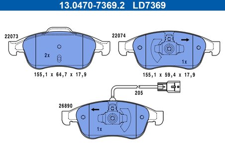 Set placute frana ATE 13.0470-7369.2