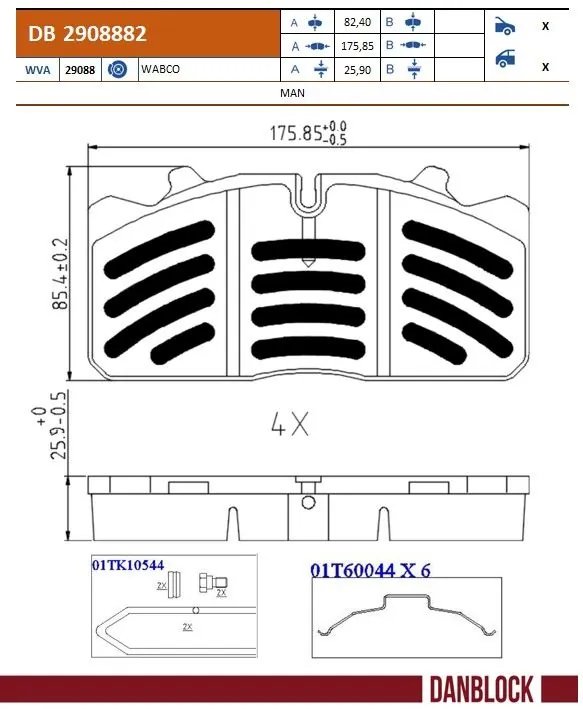 SET PLACUTE FRANA DANBLOCK DB 2908882 - Piesa auto compatibila cu mai multe marci