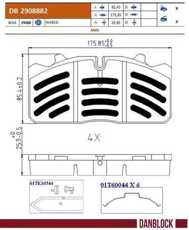 SET PLACUTE FRANA DANBLOCK DB 2908882 - Piesa auto compatibila cu mai multe marci