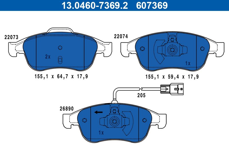 Set placute frana ATE 13.0460-7369.2