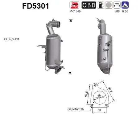 FILTRU DE PARTICULE AS FD5301 - Compatibil cu OPEL, VAUXHALL