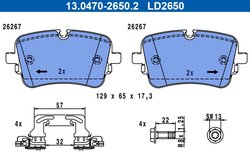 SET PLACUTE FRANA ATE 13.0470-2650.2 - Compatibil cu AUDI, VW