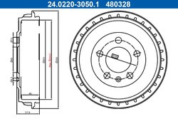TAMBUR FRANA ATE 24.0220-3050.1 - Compatibil cu SEAT, SKODA, VW