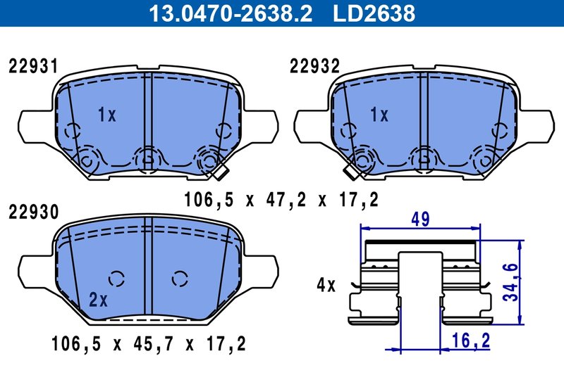 Set placute frana ATE 13.0470-2638.2