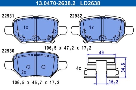 Set placute frana ATE 13.0470-2638.2