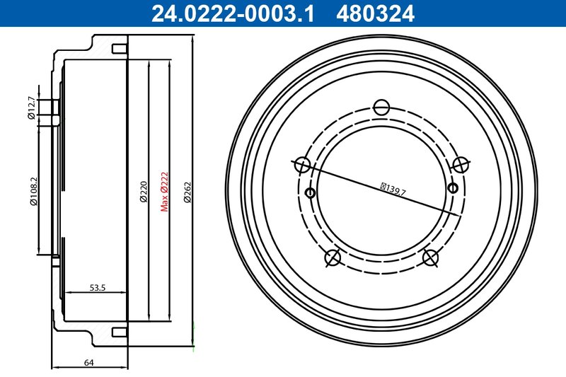 TAMBUR FRANA ATE 24.0222-0003.1 - Compatibil cu SUZUKI