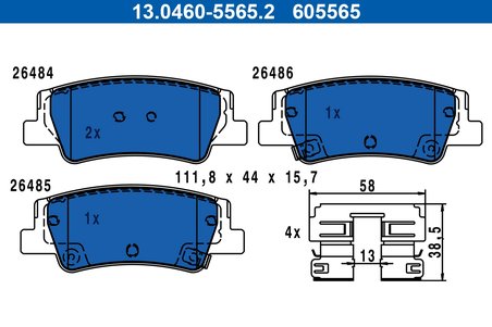 SET PLACUTE FRANA ATE 13.0460-5565.2 - Compatibil cu HYUNDAI, KIA