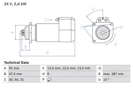 ELECTROMOTOR BOSCH 0 986 011 570 - Compatibil cu MAN, MERCEDES-BENZ, SETRA
