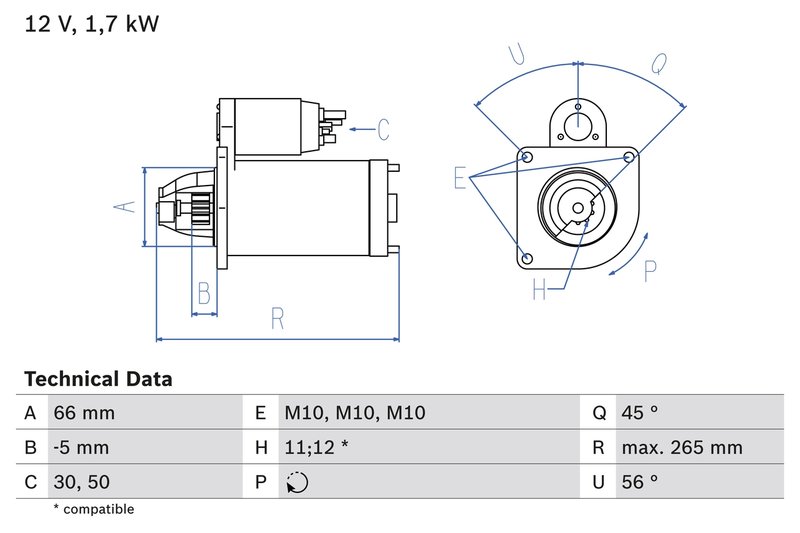 ELECTROMOTOR BOSCH 0 986 013 240 - Compatibil cu CITROEN, FIAT, HYUNDAI, LADA, LANCIA, PEUGEOT, SUZUKI, TALBOT
