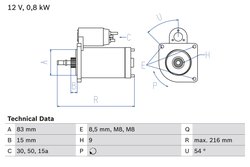 ELECTROMOTOR BOSCH 0 986 013 590 - Compatibil cu VW