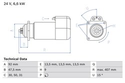 ELECTROMOTOR BOSCH 0 986 016 520 - Compatibil cu MAN, MERCEDES-BENZ, NEOPLAN, SETRA