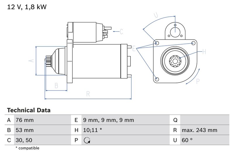 Electromotor BOSCH 0 986 016 990