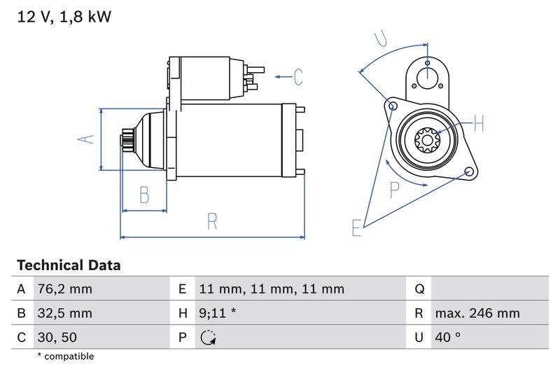 Electromotor BOSCH 0 986 017 000