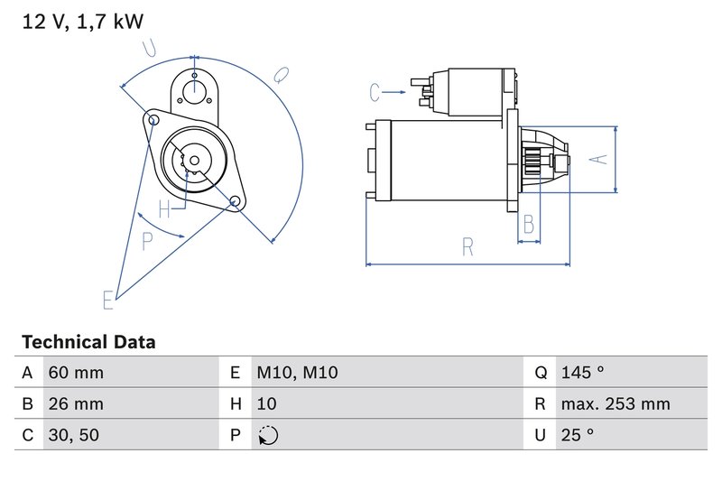 ELECTROMOTOR BOSCH 0 986 017 890 - Compatibil cu MERCEDES-BENZ, PUCH
