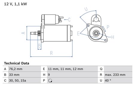 ELECTROMOTOR BOSCH 0 986 018 200 - Compatibil cu VW