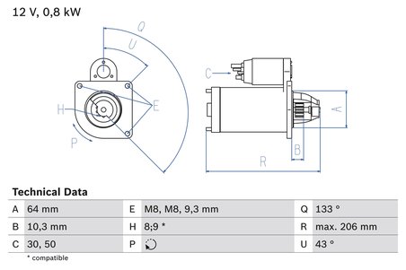 ELECTROMOTOR BOSCH 0 986 019 301 - Compatibil cu FIAT, VW