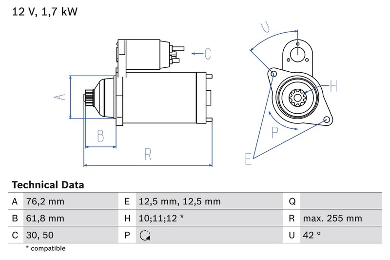 ELECTROMOTOR BOSCH 0 986 020 260 - Compatibil cu AUDI, SEAT, SKODA, VW