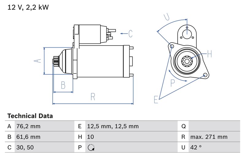 ELECTROMOTOR BOSCH 0 986 020 270 - Compatibil cu VW
