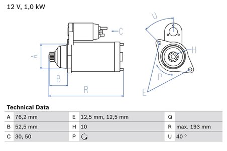 ELECTROMOTOR BOSCH 0 986 020 780 - Compatibil cu AUDI, SEAT, SKODA, VW, VW (SVW)