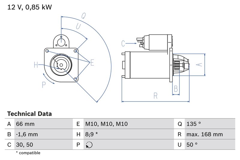 ELECTROMOTOR BOSCH 0 986 021 051 - Compatibil cu RENAULT