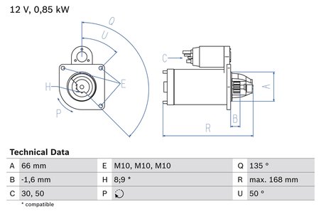 ELECTROMOTOR BOSCH 0 986 021 051 - Compatibil cu RENAULT