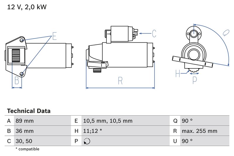 ELECTROMOTOR BOSCH 0 986 021 810 - Compatibil cu CITROEN, FIAT, FORD, FORD AUSTRALIA, LAND ROVER, PEUGEOT