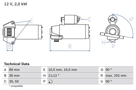 ELECTROMOTOR BOSCH 0 986 021 810 - Compatibil cu CITROEN, FIAT, FORD, FORD AUSTRALIA, LAND ROVER, PEUGEOT